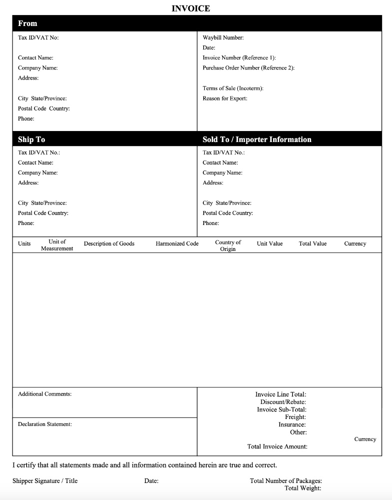 commercial invoice