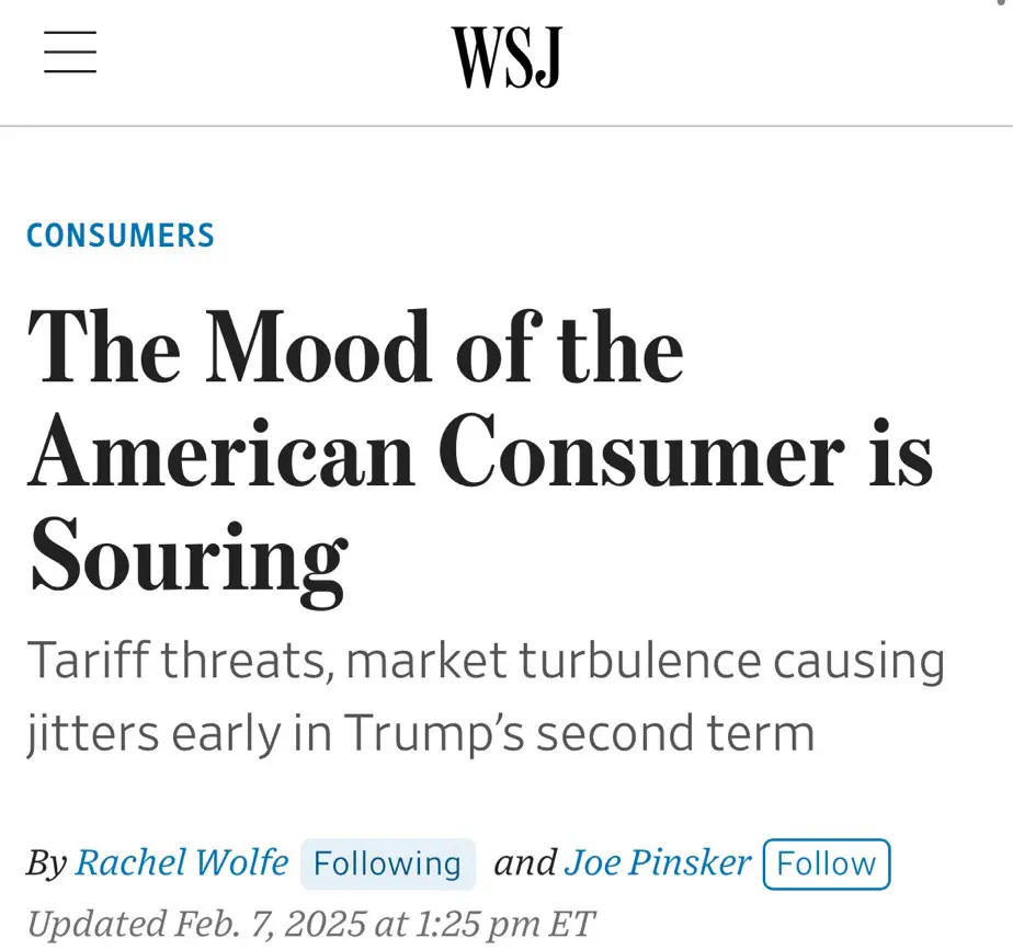 WSJ The Mood of the American Consumer is Souring