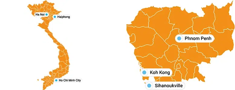 Vietnam and Cambodia operating areas