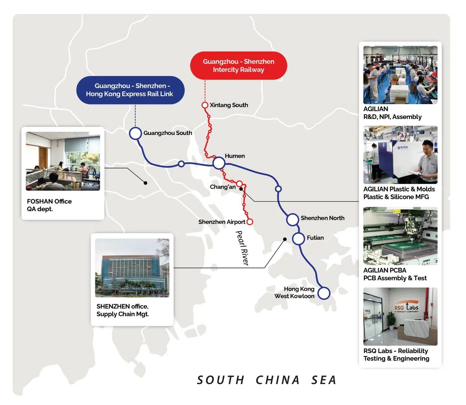 Sofeast South China office and facilities map